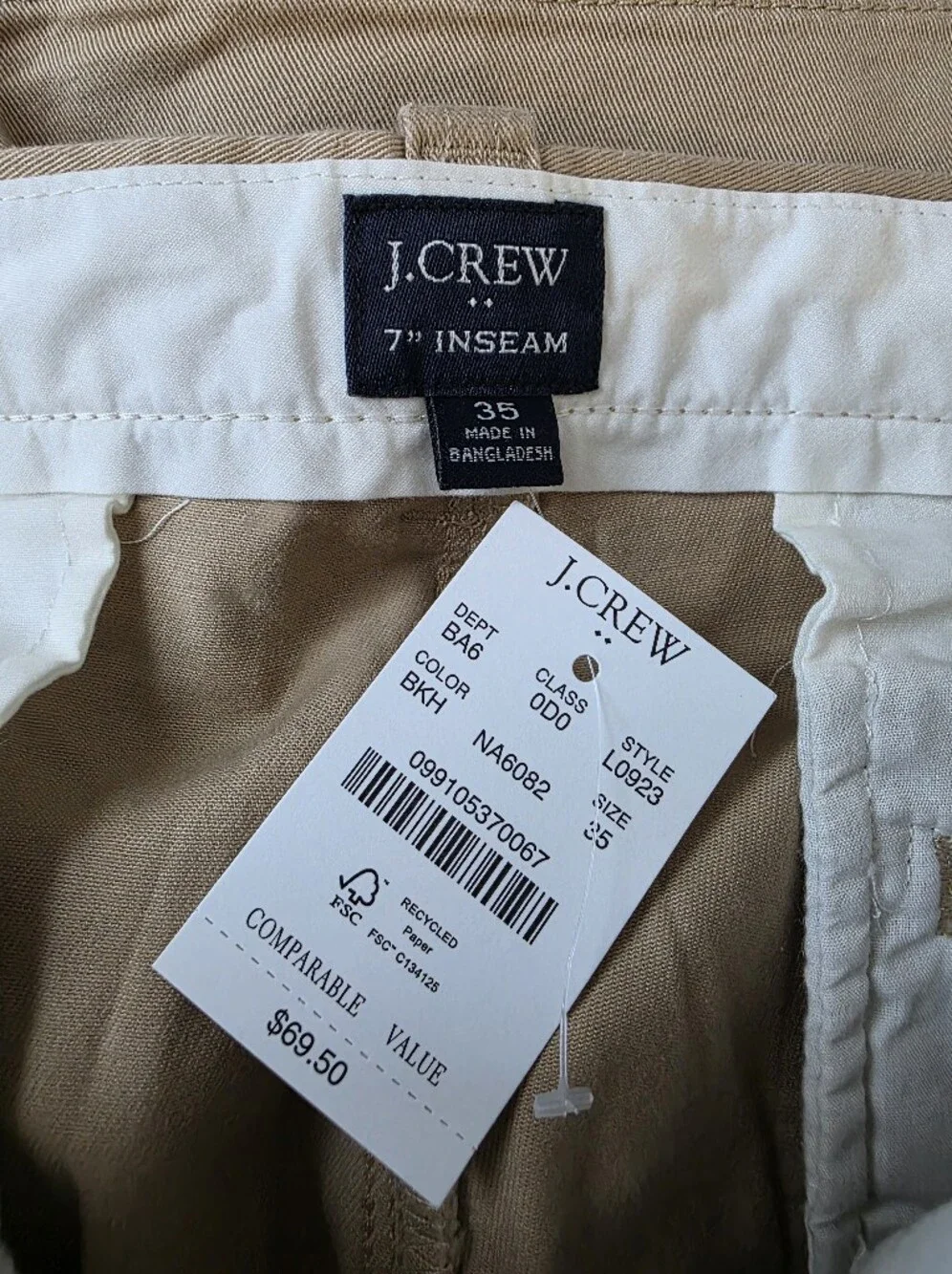 J.Crew Men's Khaki Chino Shorts 9